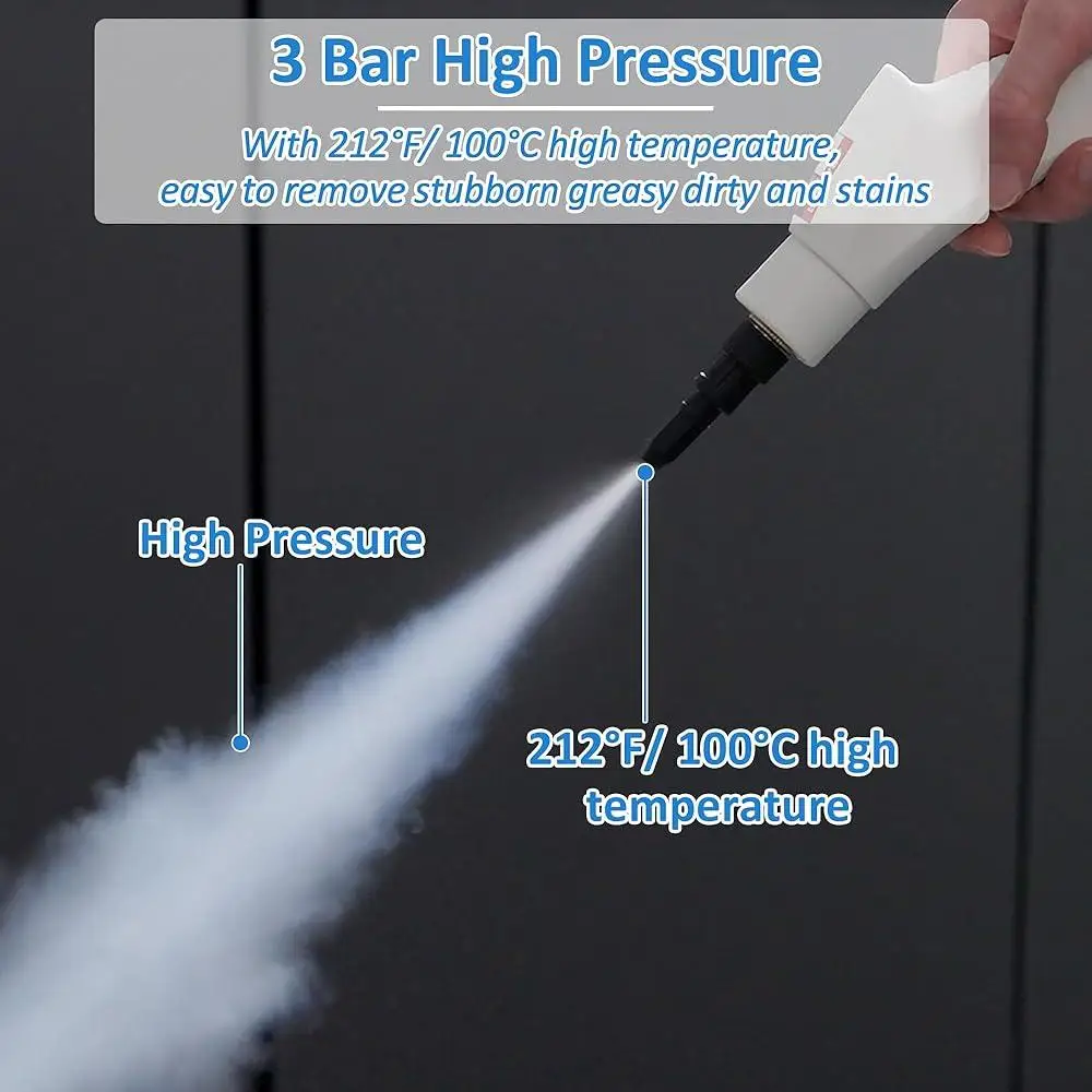 휴대용 고압 스팀 청소기 15s 히트업 1L 탱크 2500W 다목적 청소기(브러쉬 노즐 및 액세서리 포함)