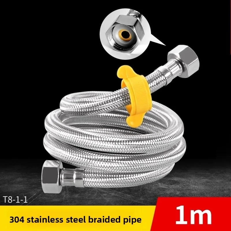 304 الفولاذ المقاوم للصدأ مضفر الأنابيب الساخنة والباردة مدخل المياه خرطوم سخان المياه ارتفاع ضغط الانفجار واقية أنابيب المياه المعدنية 1/2" #5