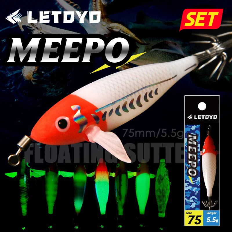 

LETOYO squid lure set luminous squid jig Artificial bait squid fishing lures cuttlefish Webfoot octopus egi sea fishing lure