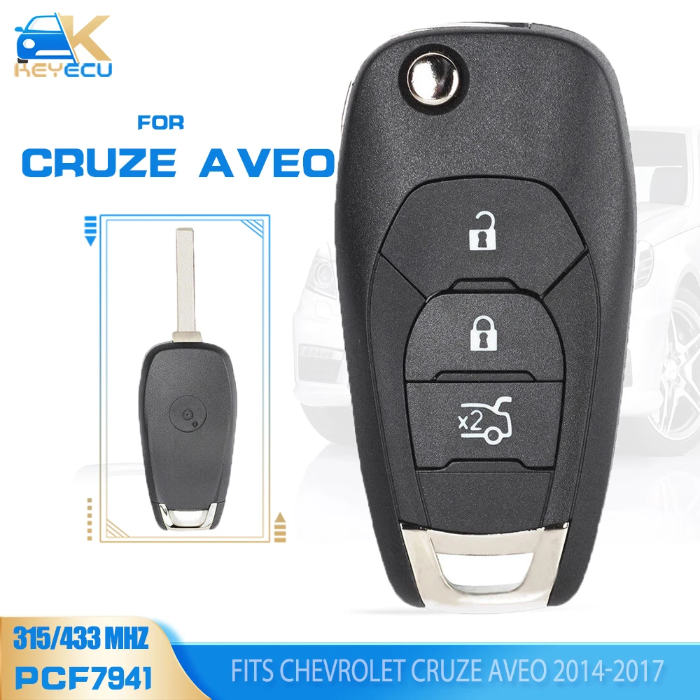 

Пульт дистанционного управления с тремя кнопками для Chevrolet Cruze Aveo, 315 МГц/433 МГц PCF7941