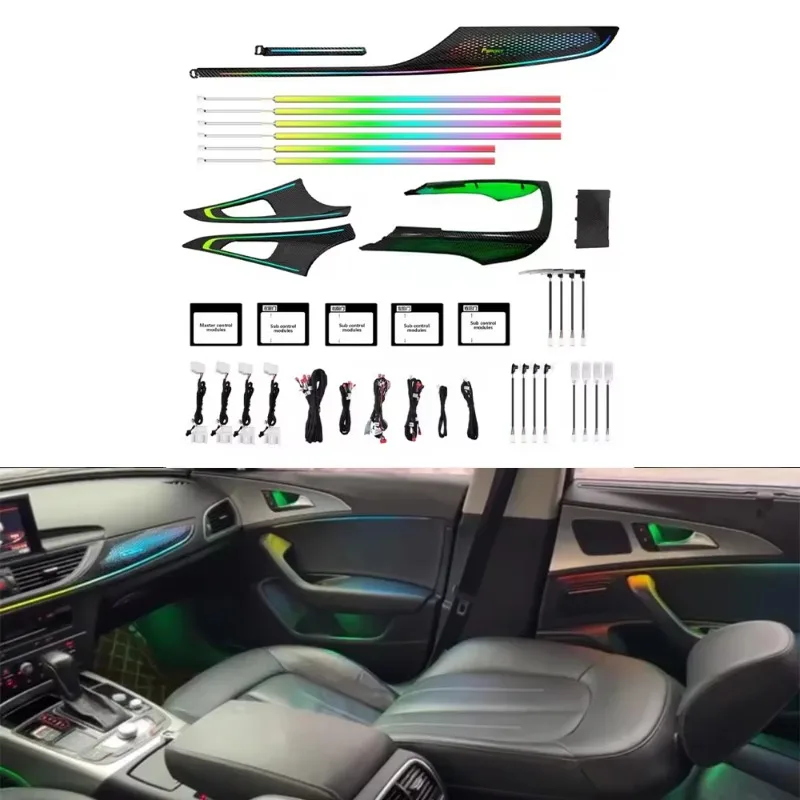 

Carbon Fiber Trim Panel Symphony Ambient Light Kit for 2012-2018 Audi A6 C7 Colorful Atmosphere Light - 31 Lights