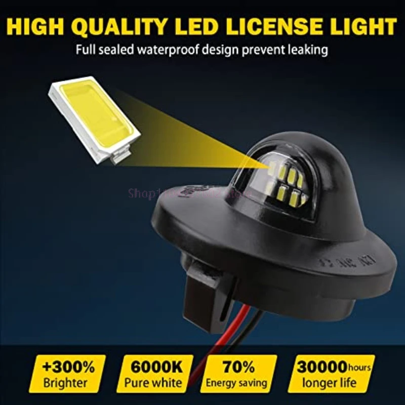 2Pcs LED License Plate Lights Tag Lamp Assembly For Ford F150 F250 F350 Super Duty Ranger Explorer Bronco Excursion White 6000k