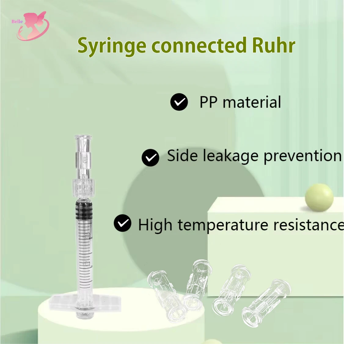 

50pcs sterile syringes connected Ruhr disposable PP material double helix leak proof liquid distribution interface Ruhr lock