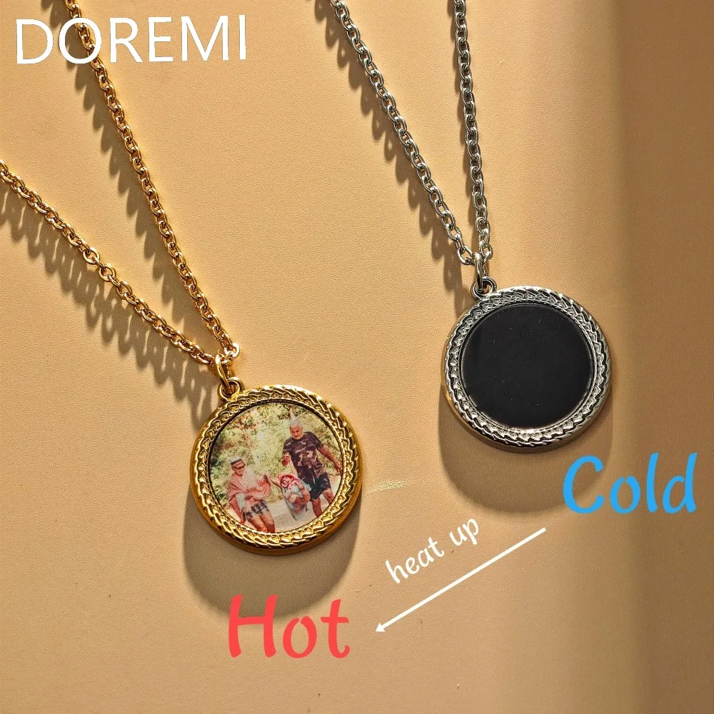 

DOREMI Custom Heat Color Changing Photo Necklace Personalized Heat-Activated Magic Necklace with Hidden Picture