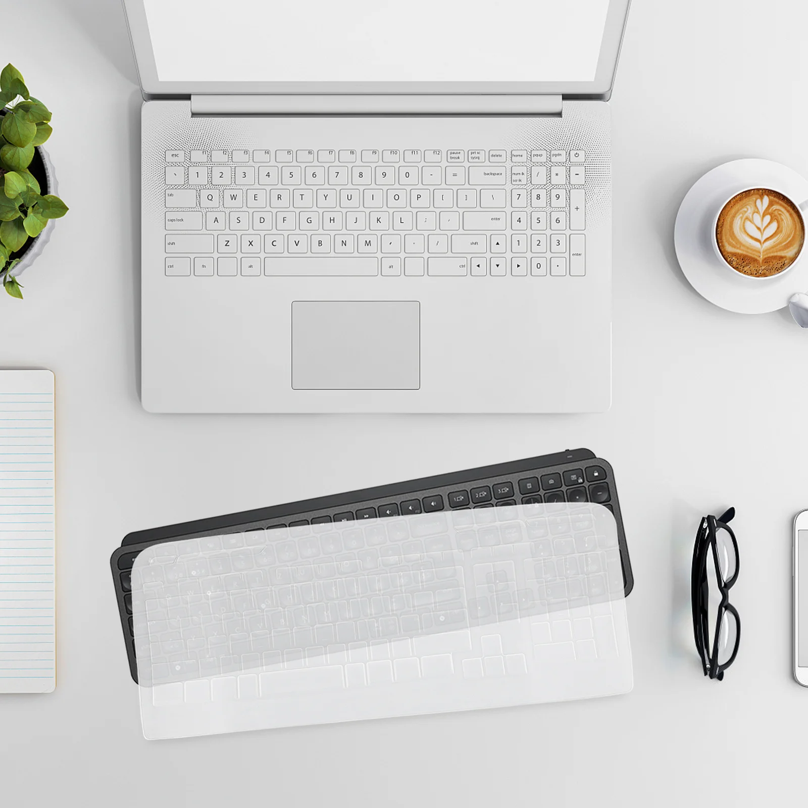 

Keyboard Cover Washable Skin Silicone Protective Replacement White Computer Protector