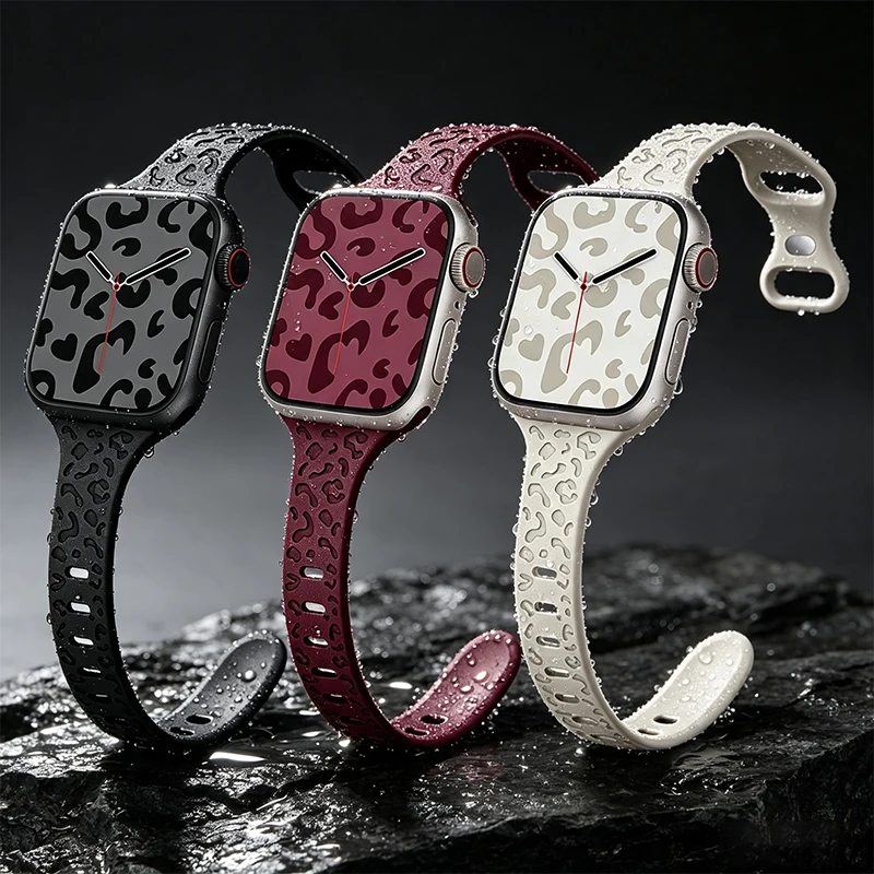 Slim Strap For Apple Watch Band 40mm 41mm 42mm 38mm 46 44mm 45mm Engraved Silicone bracelet Correa Series 11 10 8 7 6 9 5 4 3 SE