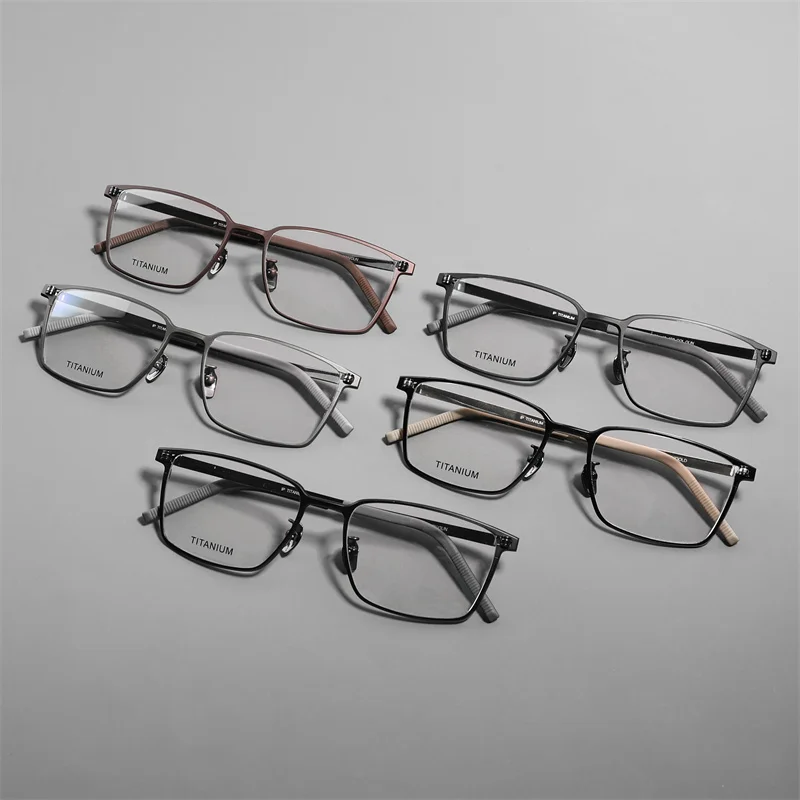 Square Glasses Big Frames Pure Titanium Men Business Ultralight Eyeglasses for Wide Face Women Retro Spectacles Trends Eyewear