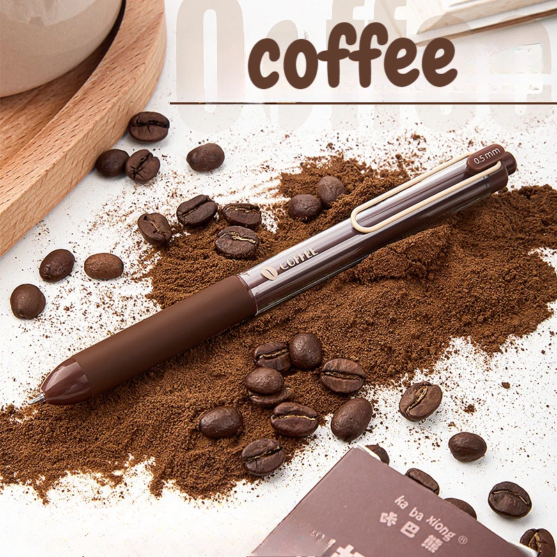 4Pcs/set Coffee scented Press neutral pen quick dry smooth black ink for Students