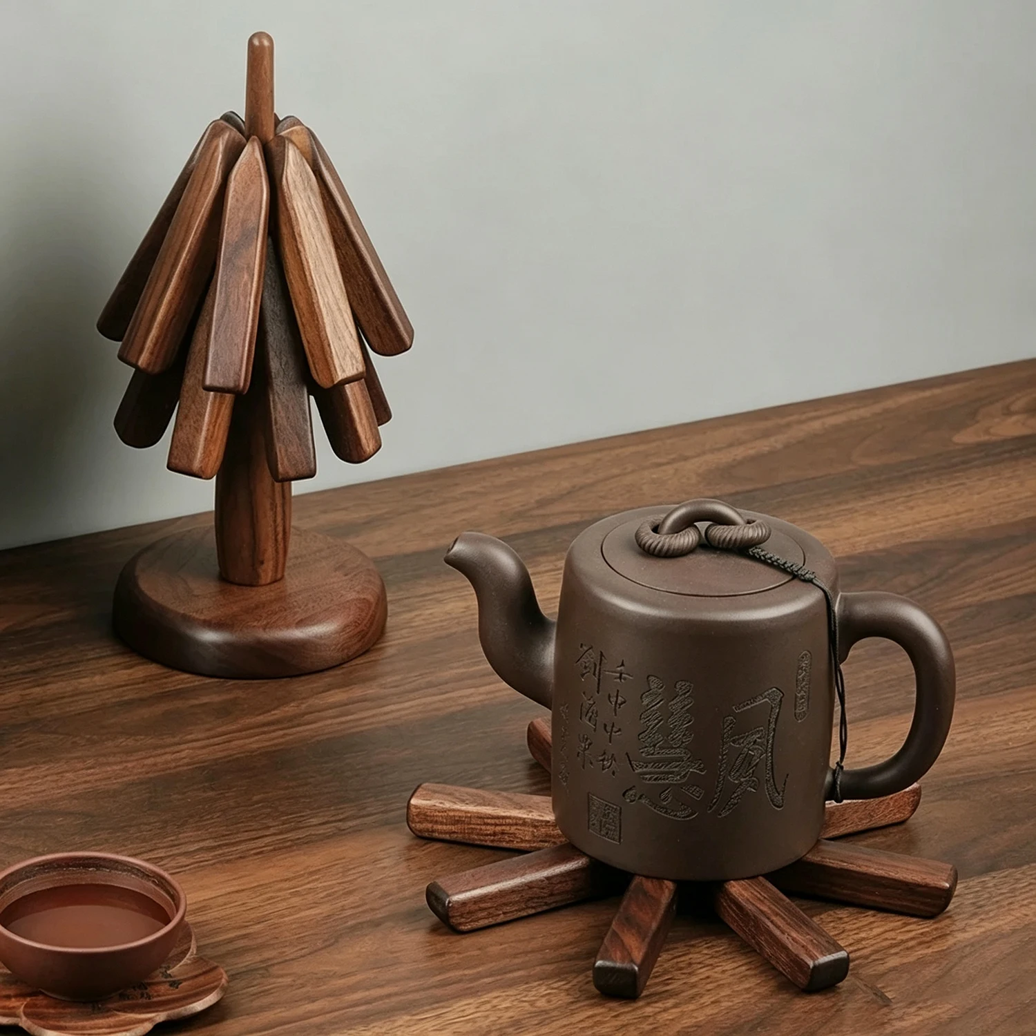 Wooden Trivets For Hot Dishes Insulation Pad,Tree Shape Trivet Set,Coaster For Teapot Hot Pots Halloween Christmas Gift
