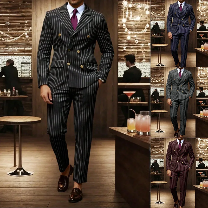 

Suit Men's Striped Suit Trousers Business Dinner Wedding dress pants men clothing formal pants for men