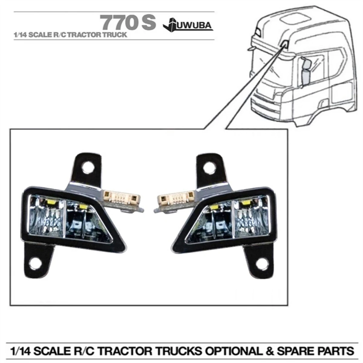 770S Built-In Roof Lights 1 Pair CDD-AA8 For 1/14 Tamiyaa RC Dump Truck Tractor 56368/56371 Scaniaa JUWUBA Toy Model Parts