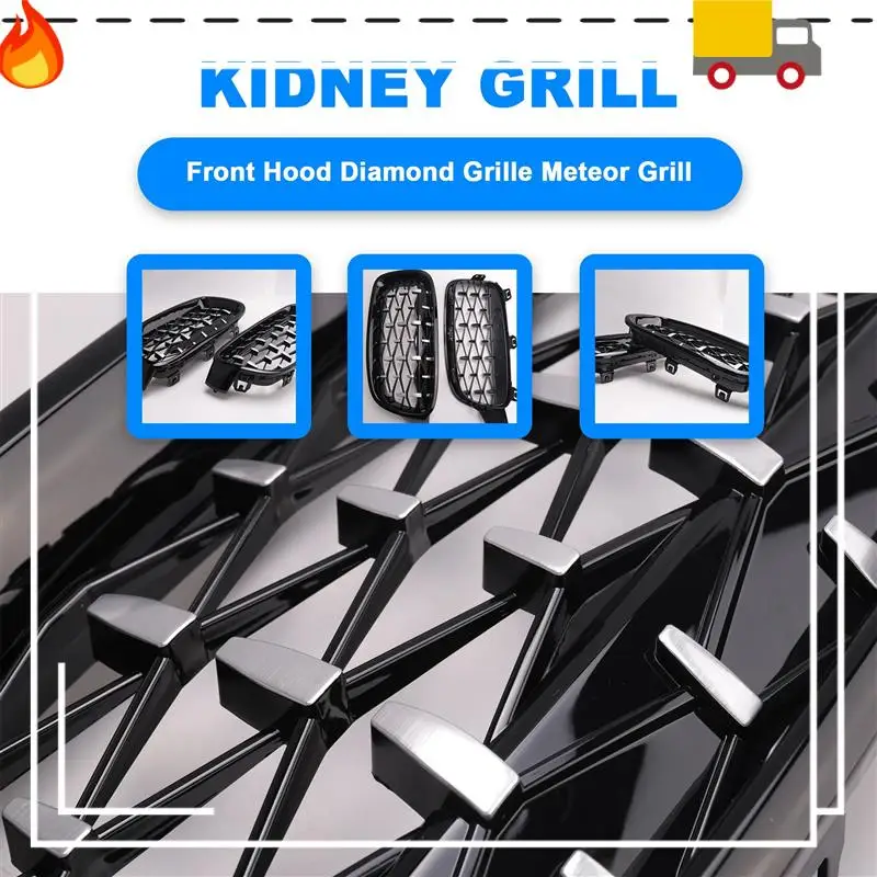 

Front Kidney Grill, Front Hood Diamond Grille Meteor Grill For-BMW F30 F31 F35 320I 328I 335I 2012-2018