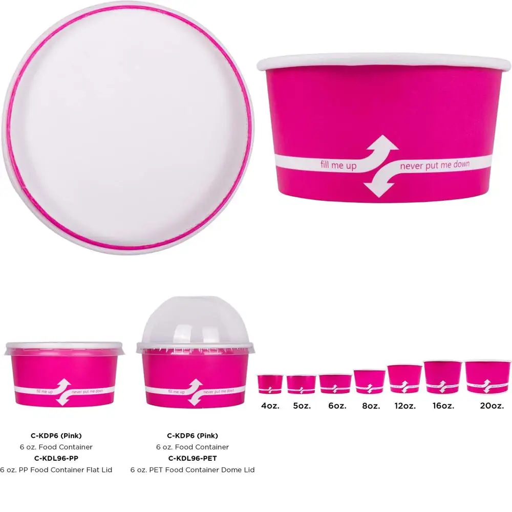 

6oz 1000 Count Paper Cups for Ice Cream, Gelato, Yogurt, and Snacks - Pink