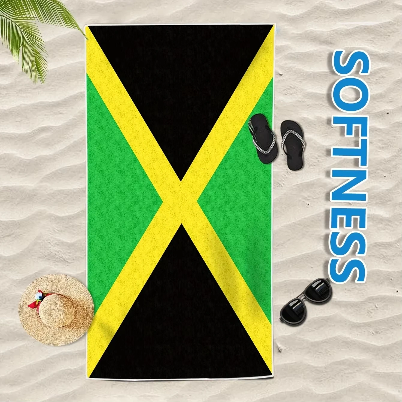 Jamaica Flag Beach Towel Flat - Travel Accessories For Jamaica ulasan dan harga