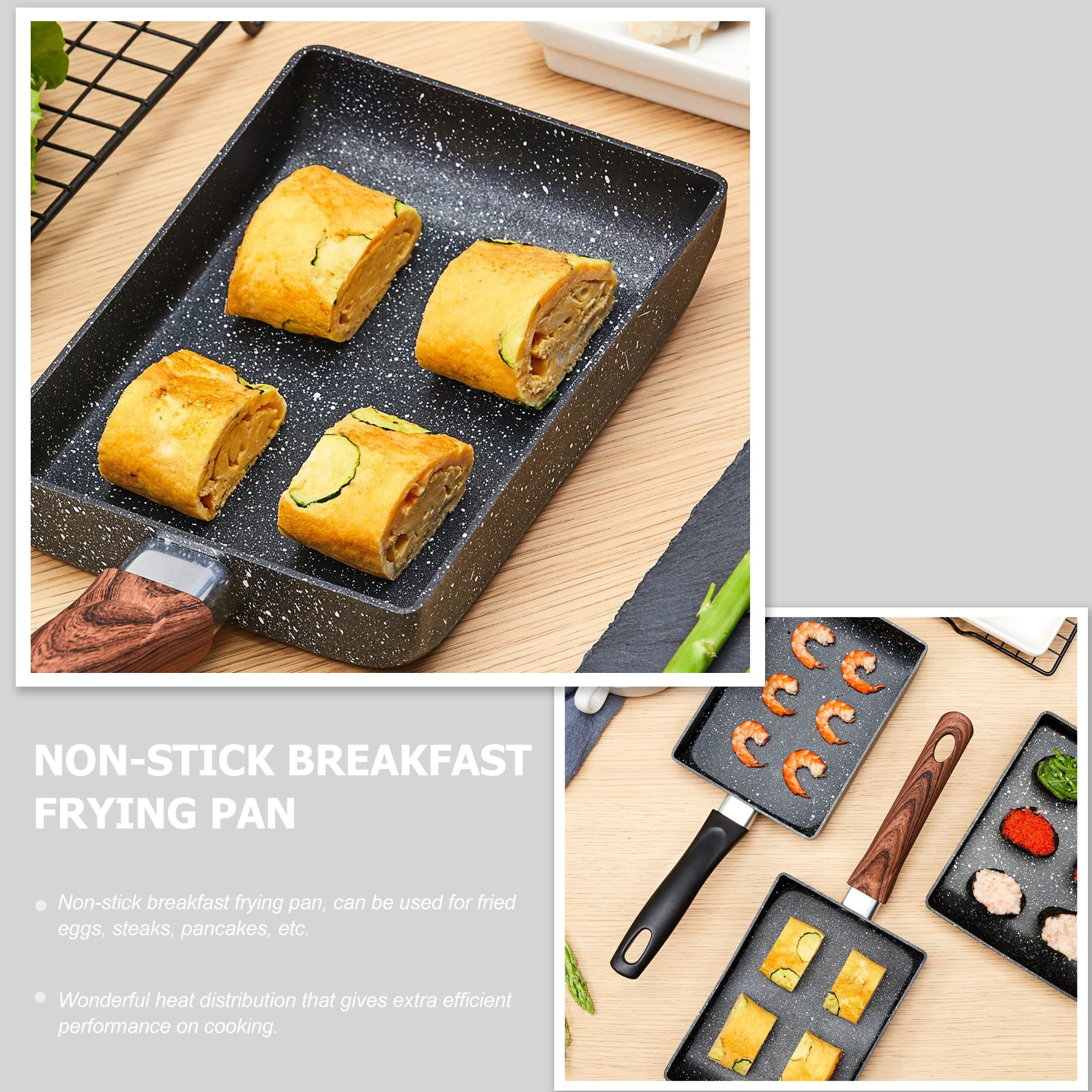 

Non-stick Frying Breakfast Pan for Eggs Steaks Pancakes Lightweight Easy Clean Square Skillet Kitchen Omelette Cookware
