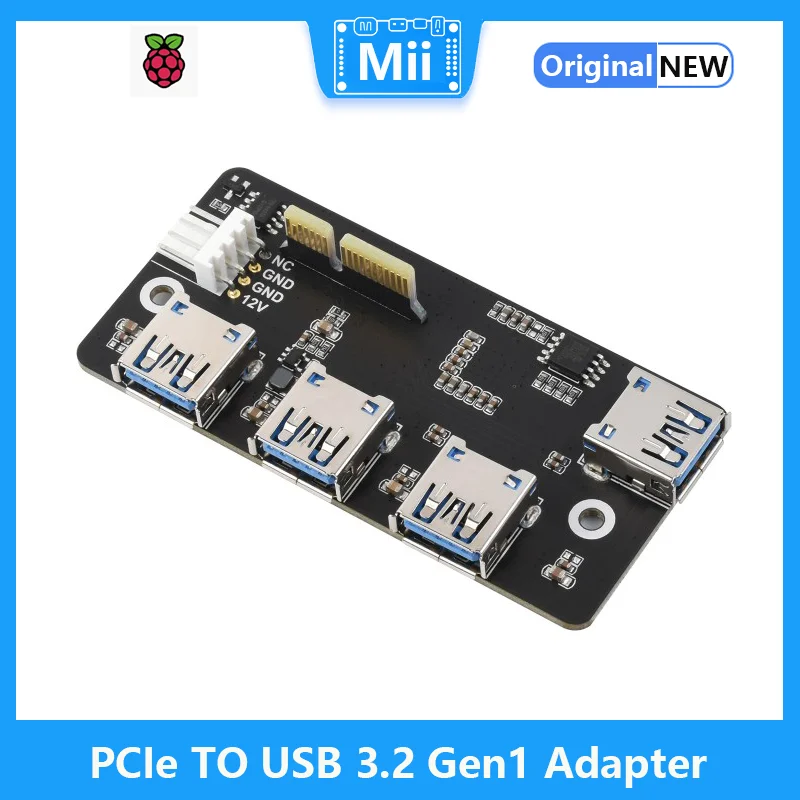 

PCIe TO USB 3.2 Gen1 Adapter, for Raspberry Pi Compute Module 4 IO Board, 4x HS USB