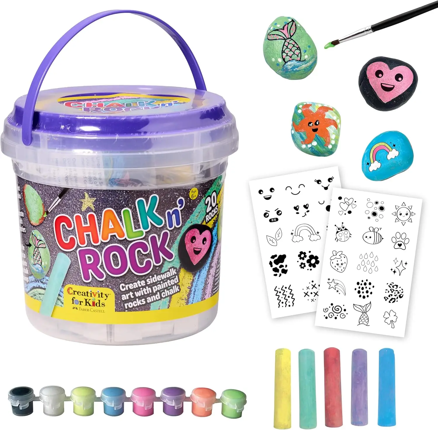 

Набор для рисования на камнях и мелом для детей - творческое занятие на свежем воздухе, создание красочной змеи из камней, возраст 6+