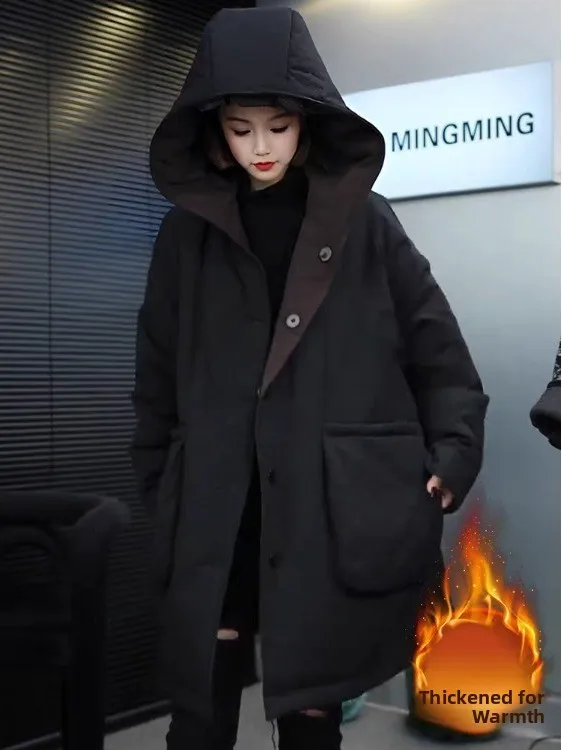 

Women's Winter Double-Sided Wear Warm Cotton Jaet Loose Slimming Anti-Aging Casual Mid-Length Hooded Coat Faionable Commu...