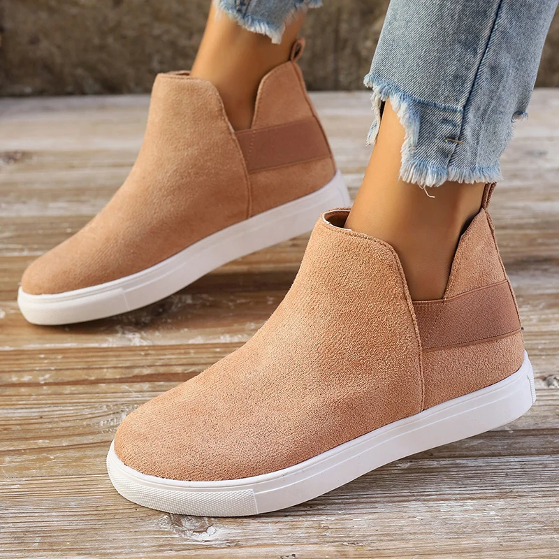 

Women Boots 2024 New Platform Women Boots Autumn Round Toe Boots Ladies Slip on Casual Gothic Shoes for Women Botas De Mujer