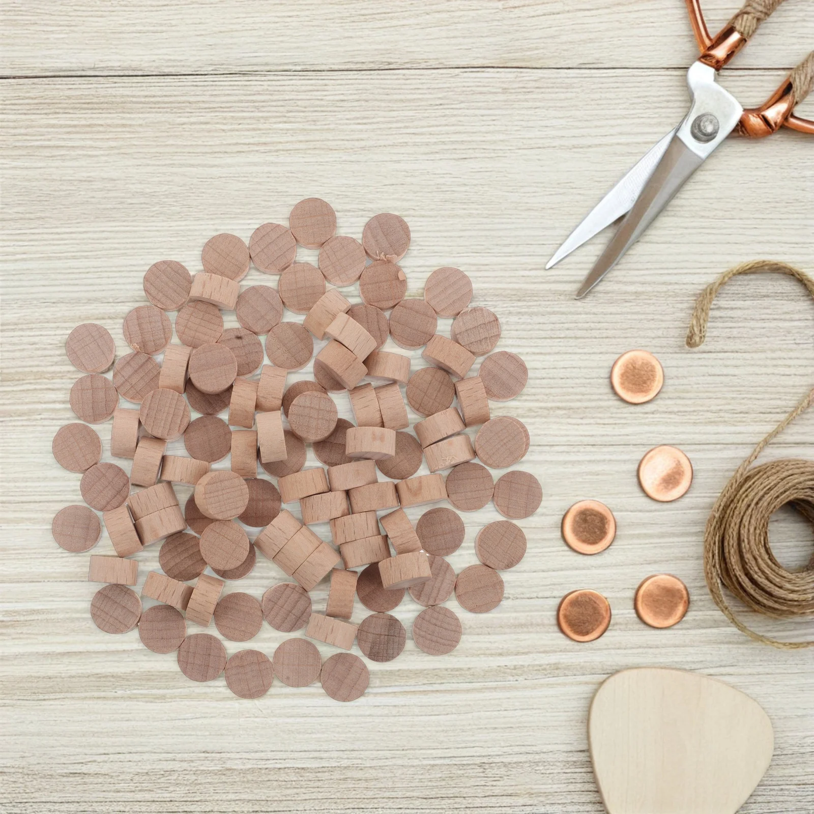 

200Pcs Beech Wood Circles Unfinished Natural Wood Slices Rustic DIY Crafts Wedding Centerpieces Decorations Wooden Round Cutouts