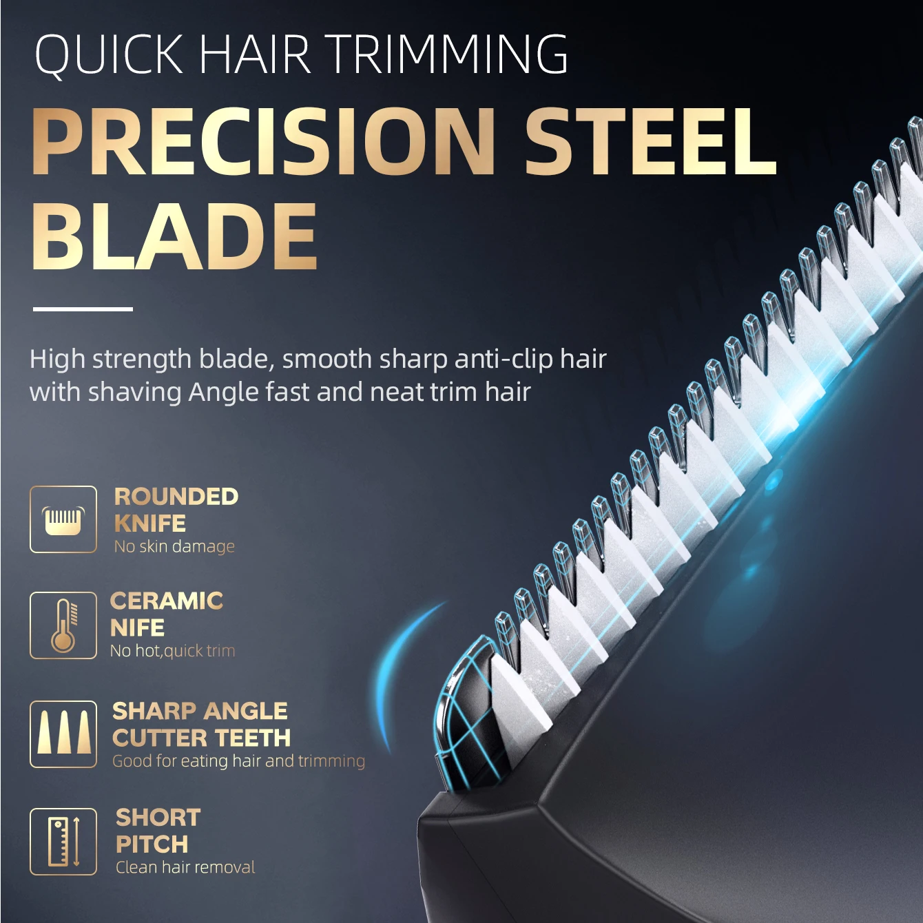 Adjustable Beard Hair Trimmer For Men Cordless Stubble Hair Clipper Electric Lithium Haircut Machine Rechargeable KK-7801