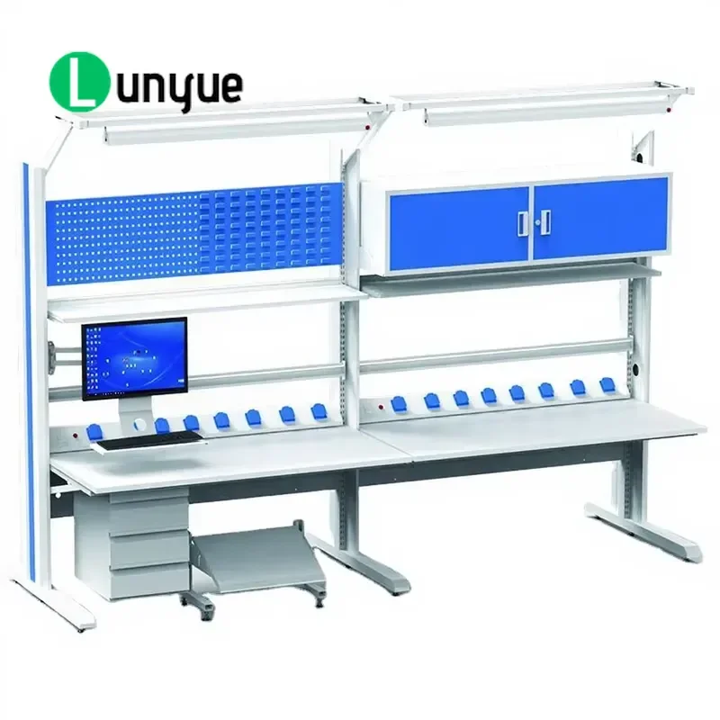 Heavy Duty Workbench for Workshop Assembly Line Sales Tower Station with Storage Shelves Durable Steel Frame Industrial