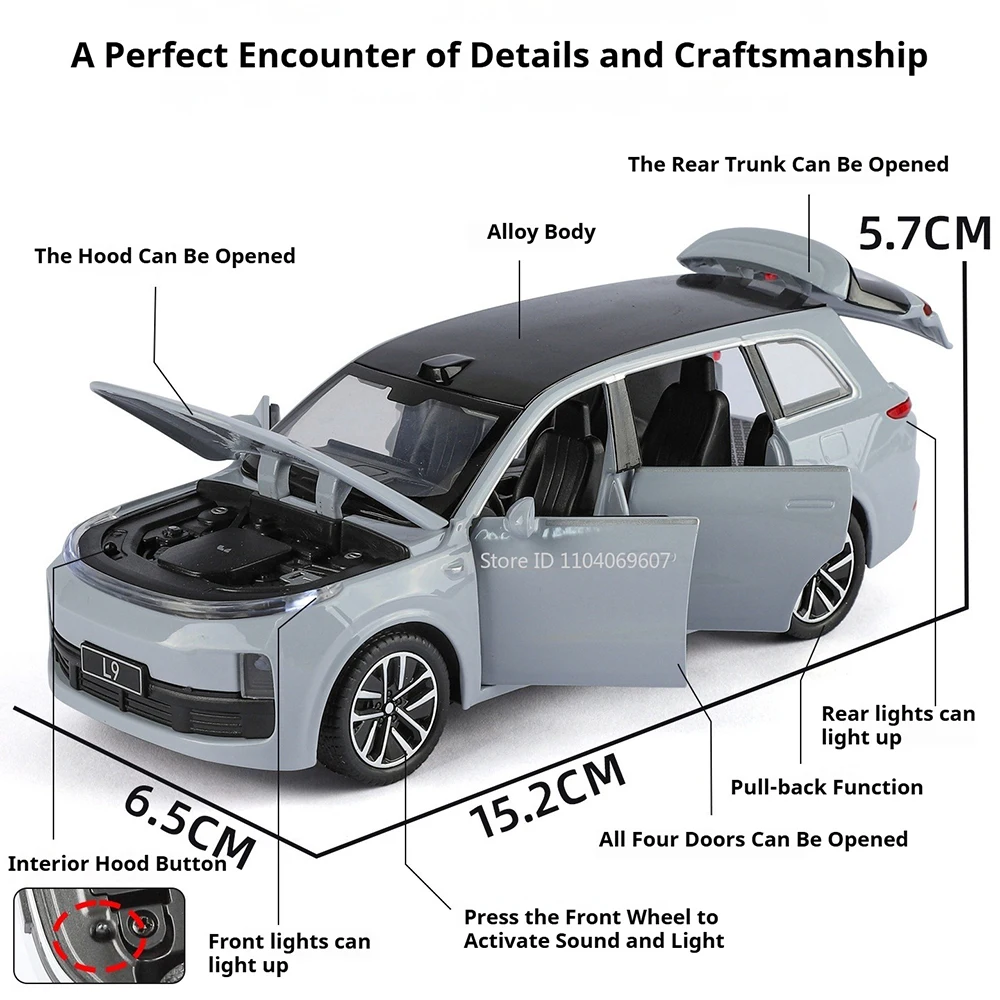 1:32 LEADING IDEAL L9 ONE Miniaturspielzeug Legierungsdruckgussmodelle Autos Sound Licht Zurückziehen Türen Geöffnete Fahrzeuge Sammeln Sie die Dekoration