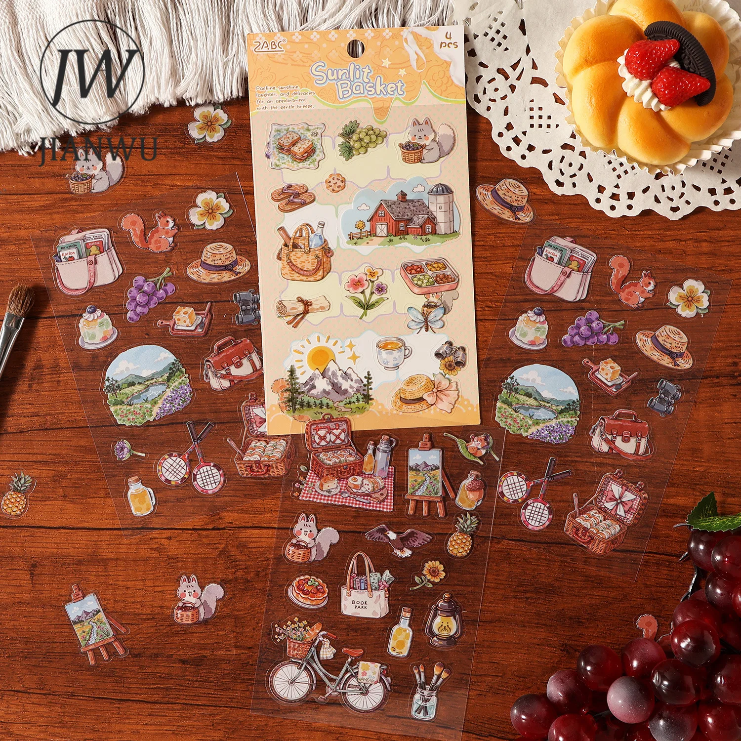 JIANWU Guide To Happiness Series Vintage Plant Flower Picnic Landscape Material Collage PET Sticker Creative Journal Stationery
