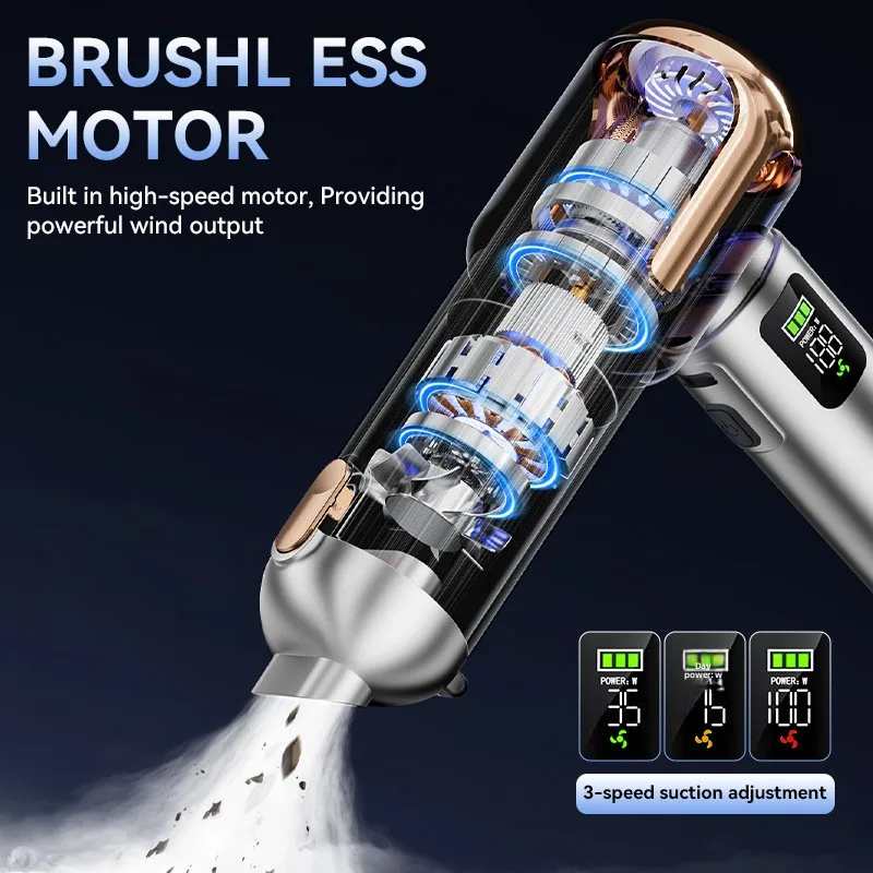 Car Blowing Suction Charging Four-in-One Vacuum Cleaner Home Car Dual-Use Wireless Brushless High-Power Bagless
