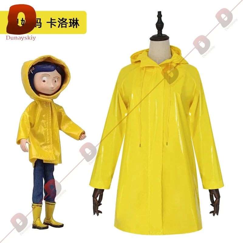 Cartoon Movie Coraline the Secret Door Cosplay Costume Coralin Wybie Lovat Hoodie Dress Jacket Coat Halloween Suit Raincoat Gift