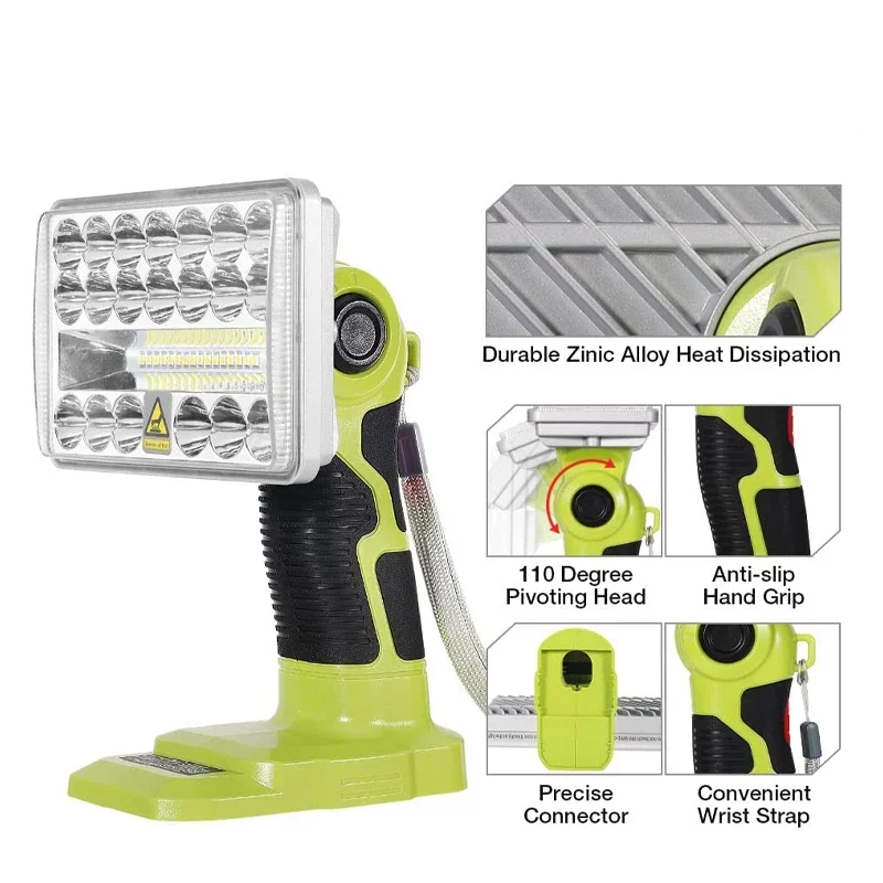 For Ryobi Cordless LED Work Light 900LM-2000LM Jobsite Light For Ryobi 18V 14.4V ONE+ Lithium NiCd NiMh Battery Outdoor lighting