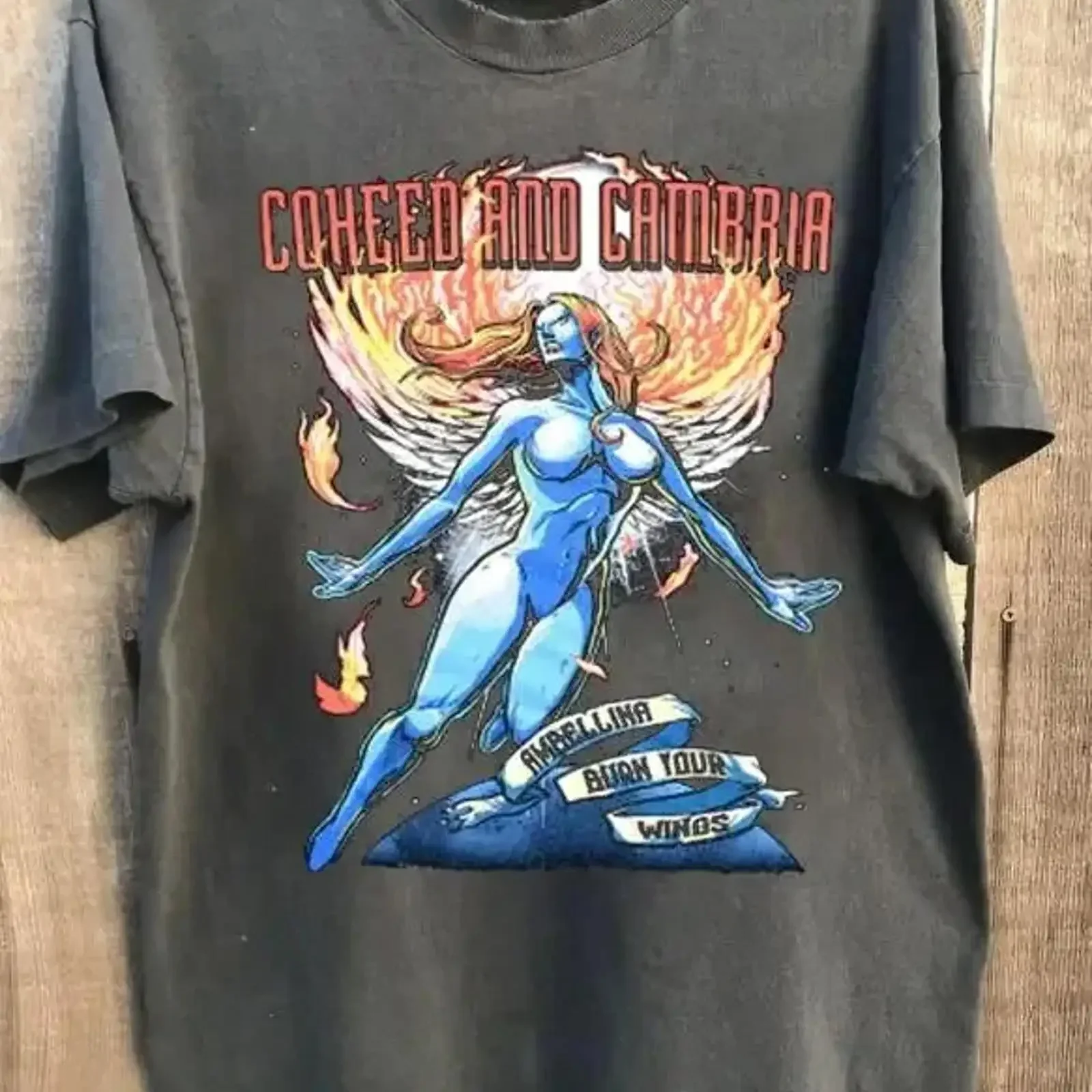

Coheed and Cambria rock band short sleeve charcoal color shirt KV29465 vintage Washed Stylish streetwear Casual Slightly