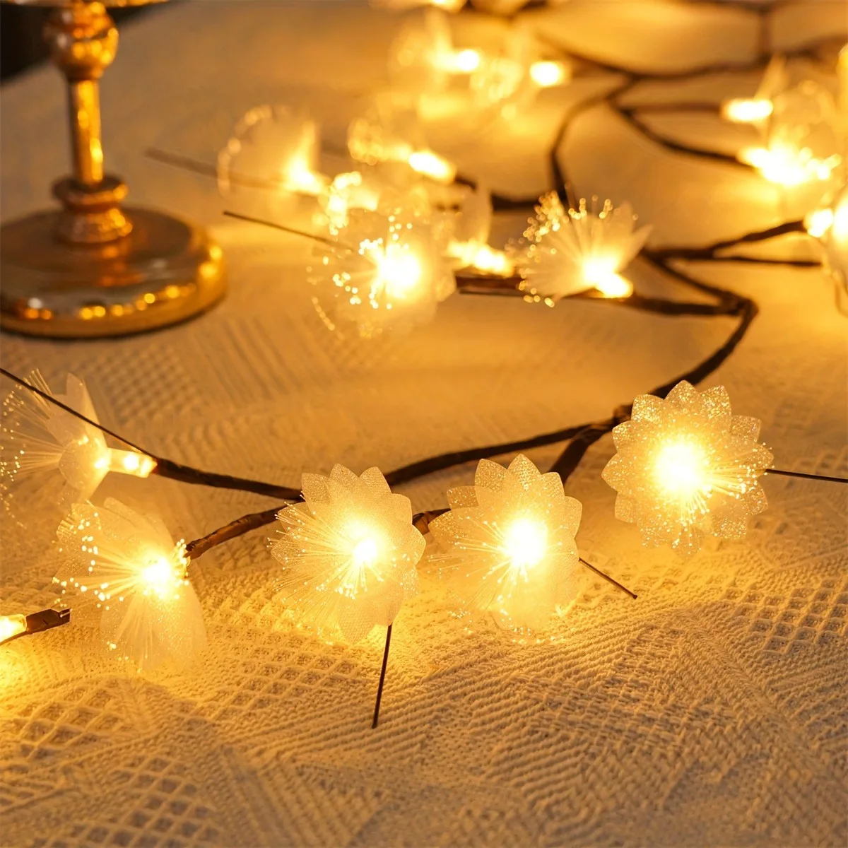 2/3 متر LED الألياف البصرية الجنية ضوء بطارية تعمل جارلاند عيد الميلاد الديكور حفلة السنة الجديدة ديكور الزهور الاصطناعية اكليل