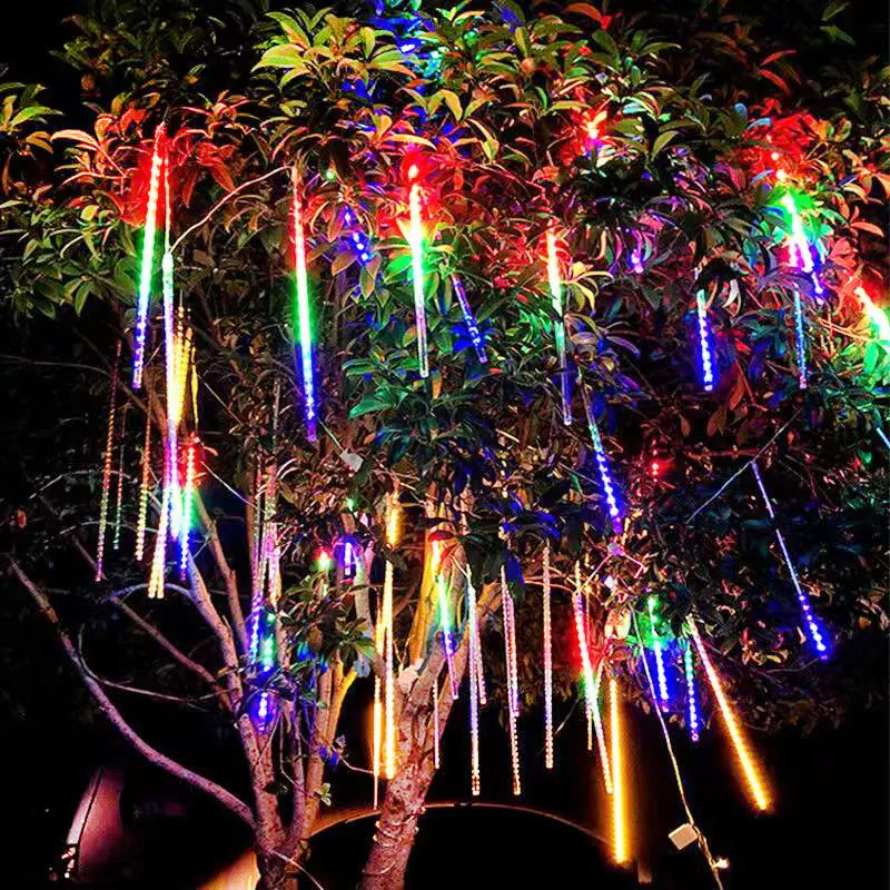 

1/2/3/4 Set Outdoor Lights Garland Meteor Shower Rain String Lights Festoon Street Garland Ramadan Wedding Party Christmas Decor