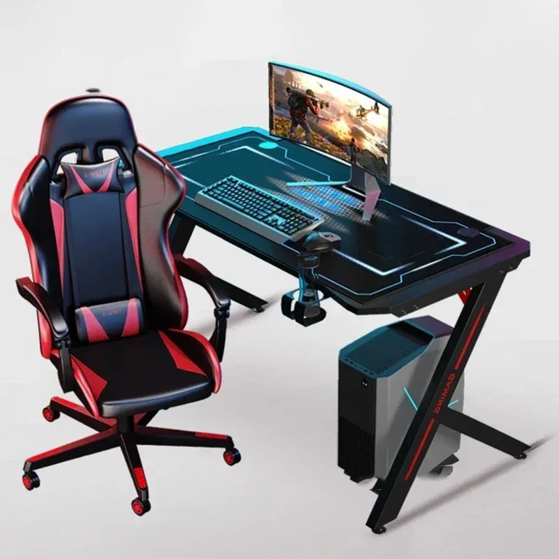 Nordic Metal E-sports Table Desktop Computer Desks for Study Home Carbon Fiber Technology Sense RGB Gaming Desk and Chair Set T