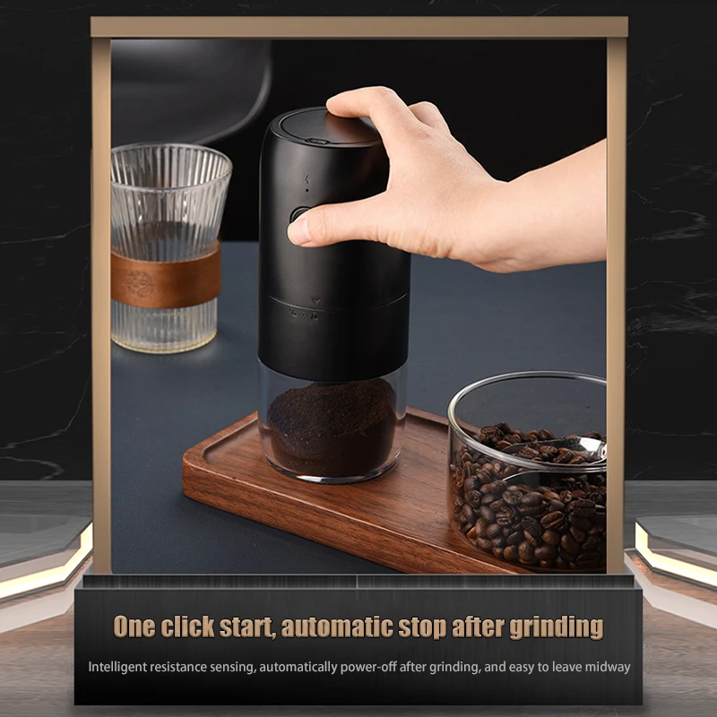 Electric Coffee Bean Grinder Automatic Portable Grinding Machine Adjustable Coarseness USB Rechargeable Coffee Beans Grinder