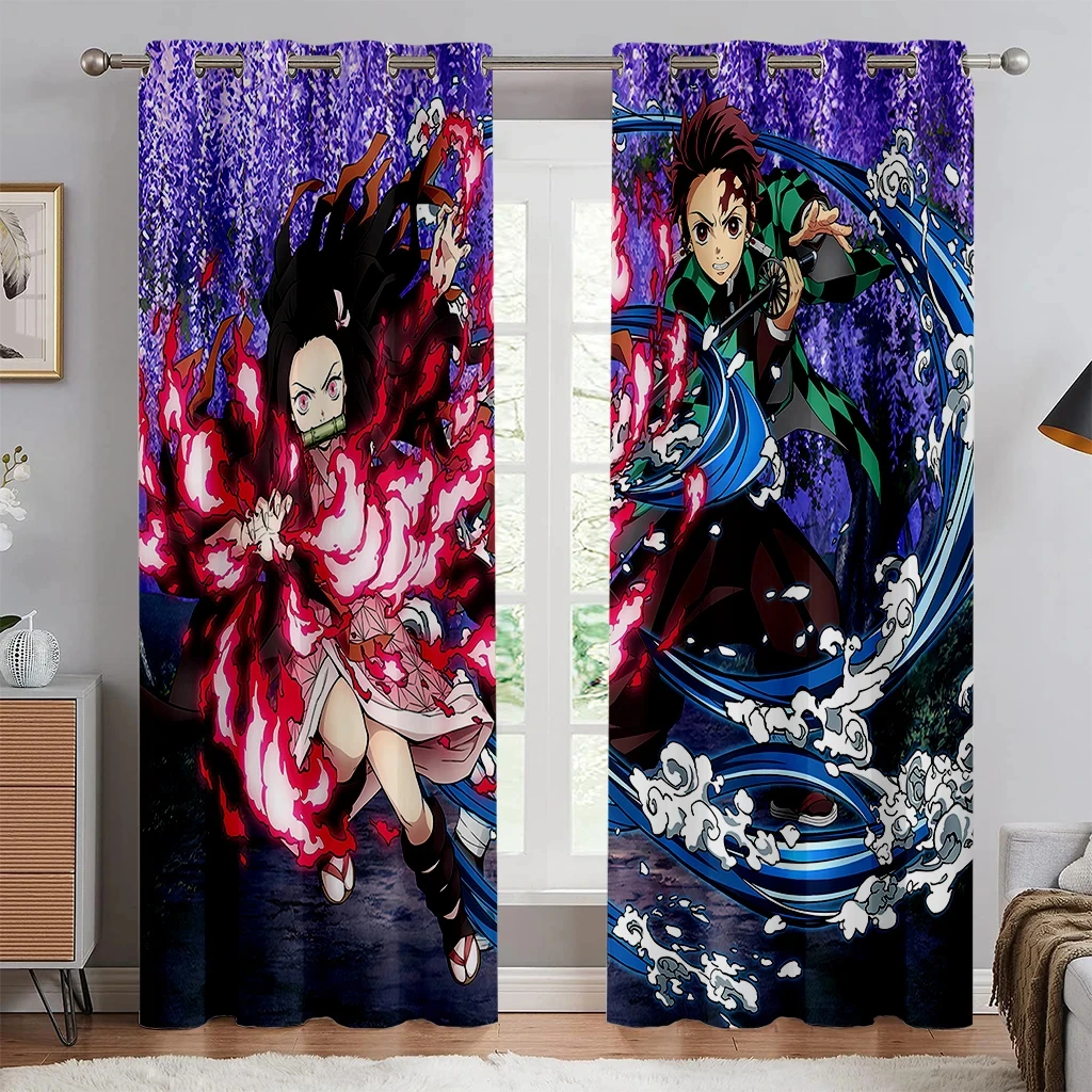 Cartoon Hot Blood Anime Print Curtains, Suitable For Boys And Girls Bedrooms, Office Kitchens, Living Room Decoration Curtains