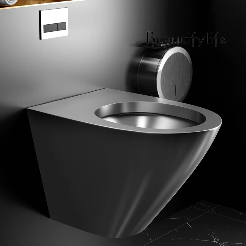 Stainless steel toilet, wall-mounted flush toilet, anti-freezing crack into the wall, hidden water tank, wall row suspended