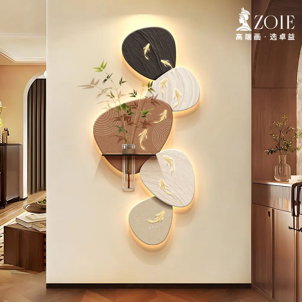 Hydroponic green plant entrance decoration painting, corridor hanging painting, ancient style sandstone wall lamp painting