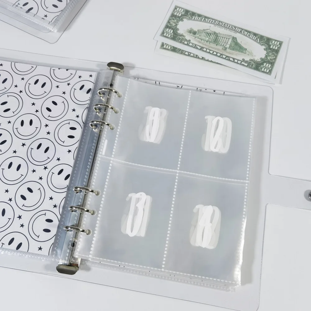 كتاب التوفير النقدي لتحدي توفير المال لمدة 100 يوم - 25 ورقة من ألبوم بطاقات PVC فضفاضة الأوراق، جهاز تعقب الميزانية مقاس 22 × 23 سم لأهداف التوفير #3