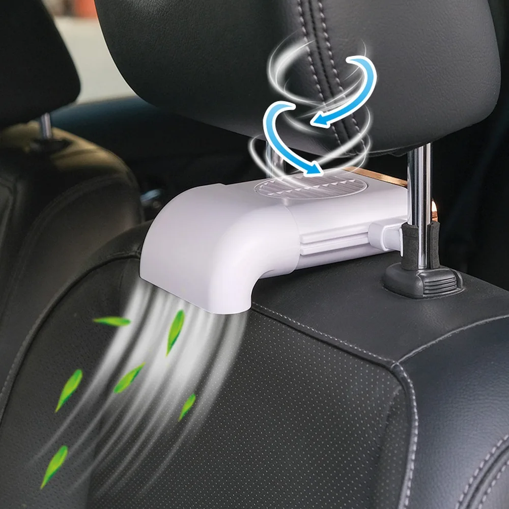 Car Cooling Fan Car Rear Seat Headrest MiniAir Fan 3 Speed Adjustable Portable Low Noise Cooler USB