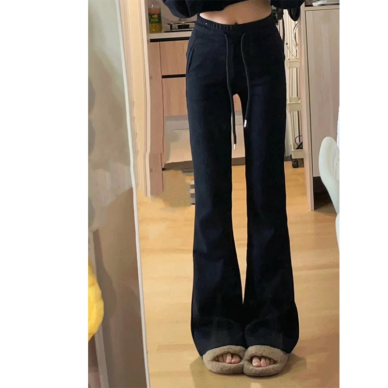 

Широкие брюки на подкладке Bla Fce, женские повседневные брюки с высокой талией, осень-зима, утягивающие брюки небольшого размера, свободный крой