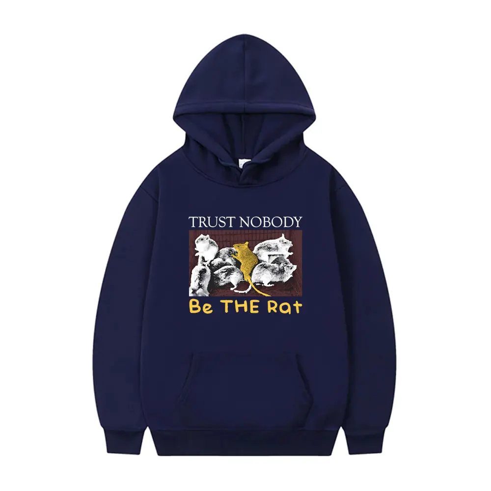 Trust Nobody Be The Rat Hoodie Funny Meme Japanese Rat Print Hooded Sweatshirt Men Women Casual Oversized Fleece Cotton Hoodies