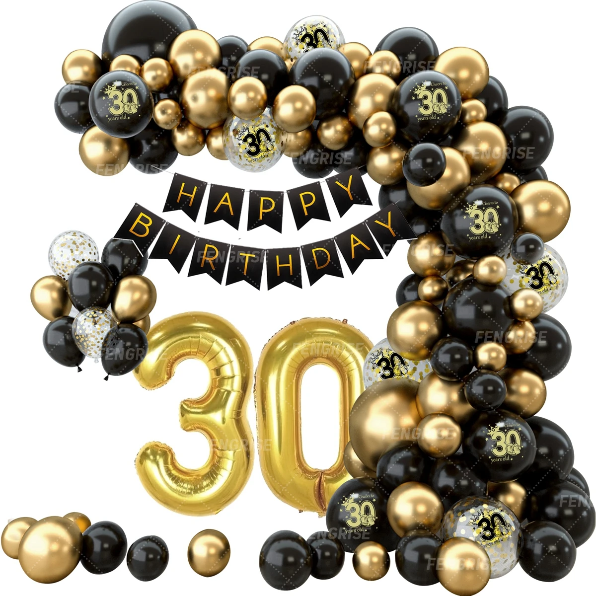 Black Gold Balloon Garland Arch Kit Balloon Birthday Happy 30 40 50th Birthday Party Decorations Wedding Graduation Decoration