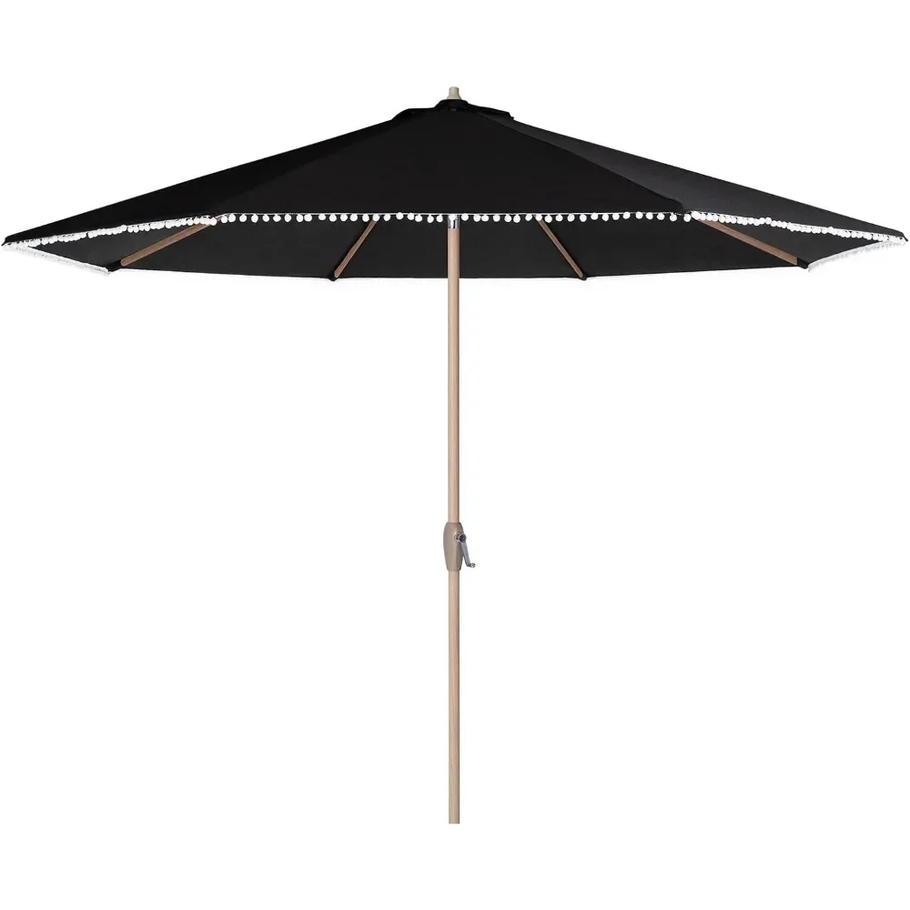 

Tempera Striped Patio Umbrellas - Outdoor Table Market Umbrellas with Crank & Push Button Tilt | Auto-Tilt & 8 Steel Ribs