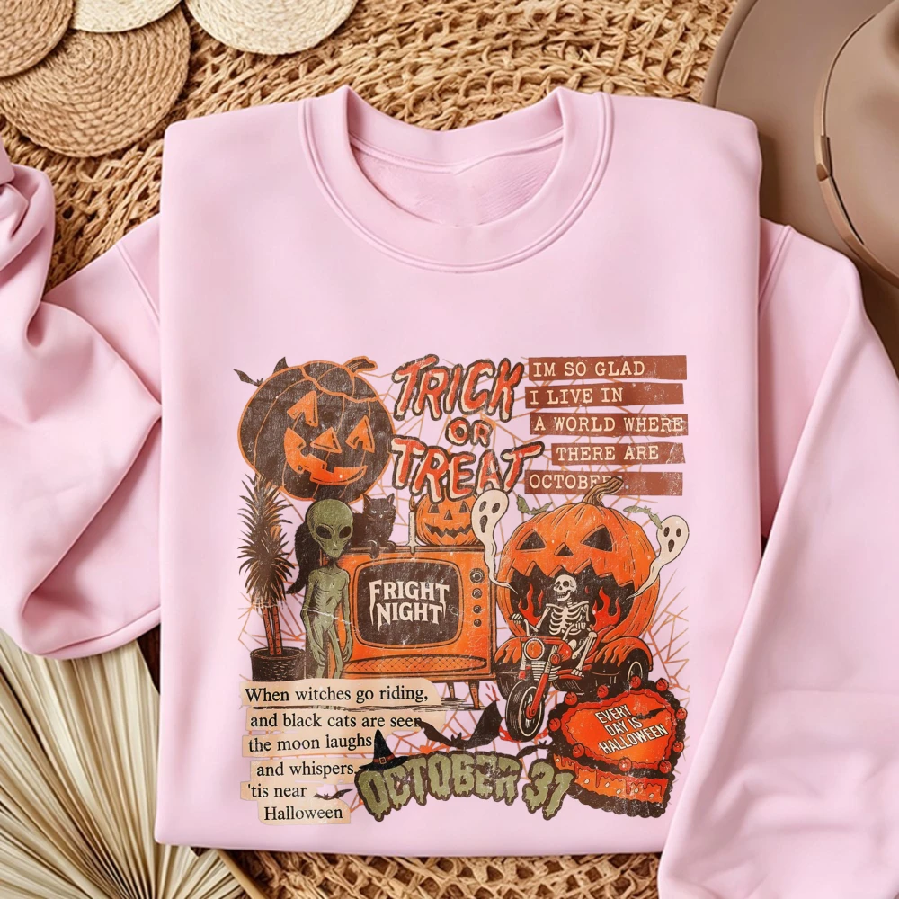 Vintage Fashion Collage - Vintage Halloween Collage Sweatshirt Spooky Pumpkin