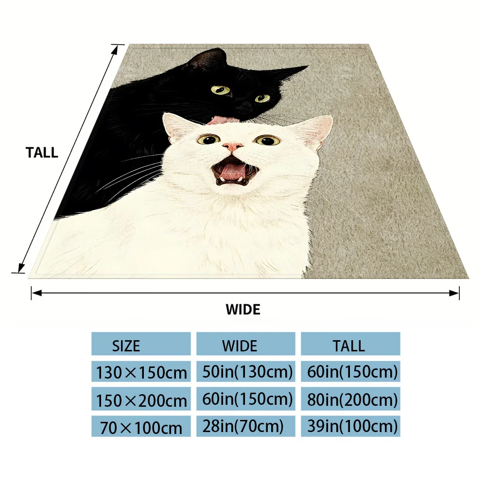 Black & White Cats Flannel Blankets Are Suitable For Sofas, Men's Room Decorations, Thick And Warm Gifts For Teenagers