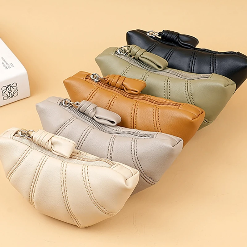 

Small Crescent Coin Purses Bag Croissant For Women Men Trendy Neckband Wallet Travel Sling Bag Lipsticks Headphones Case