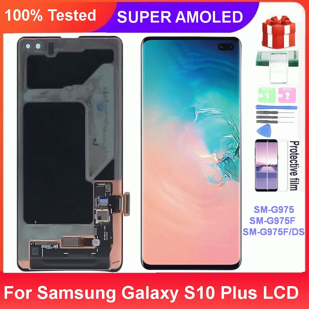 

Super AMOLED For Samsung Galaxy S10 PLUS G9750 G975F LCD Screen Display Touch Screen Digitizer With defects screen 100% testing