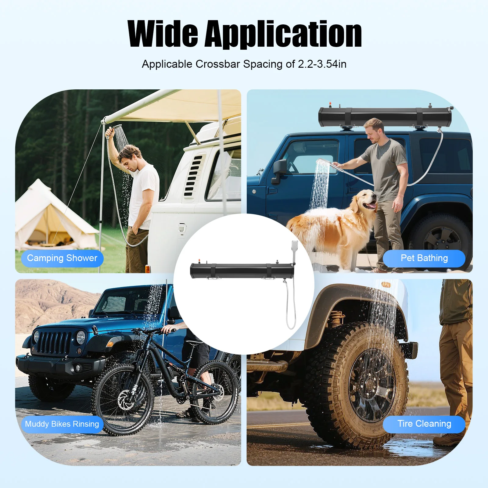 خزان مياه محمول 30 لتر/7.93 جالون للتخييم، دش على حامل السقف، إمداد مياه للأنشطة الخارجية